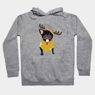 Frenchie in Reindeer Costume Hoodie